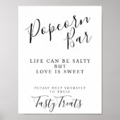 Modern Elegant Popcorn Bar trouwbord Poster (Voorkant)