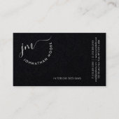Modern Elegant Premium Black Curvature Monogram Visitekaartje (Voorkant)