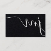 Modern Elegant Premium Black Curvature Monogram Visitekaartje (Achterkant)