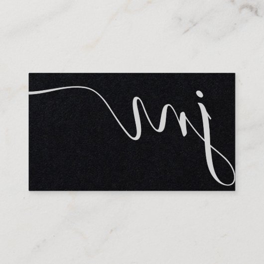Modern Elegant Premium Black Curvature Monogram Visitekaartje (Achterkant)