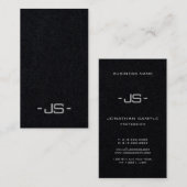 Modern Elegant Premium zwart monogram verticaal Visitekaartje (Voorkant / Achterkant)