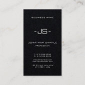 Modern Elegant Premium zwart monogram verticaal Visitekaartje (Achterkant)