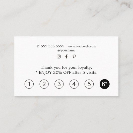 Modern Elegant Printed Kraft Beauty Klantenkaartje (Achterkant)