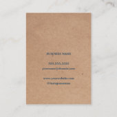 Modern Elegant Printed Kraft Blue Floral Visitekaartje (Achterkant)