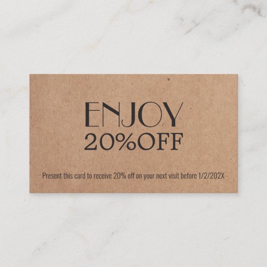 Modern Elegant Printed Kraft Coupon Beauty (Voorkant)