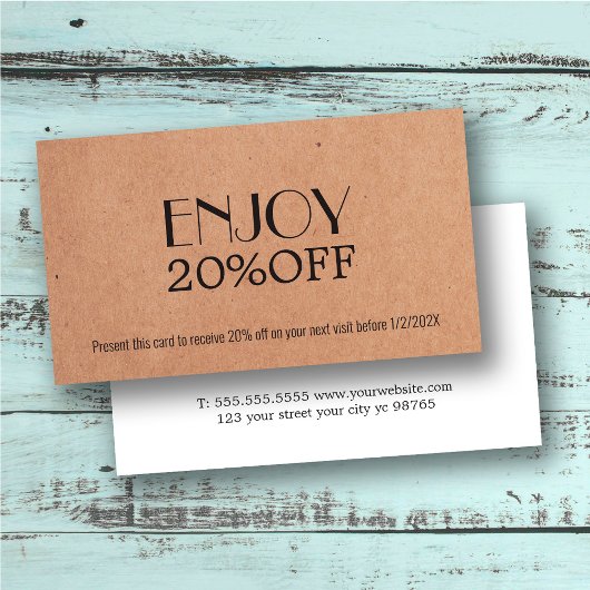 Modern Elegant Printed Kraft Coupon Beauty