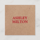 Modern Elegant Printed Kraft Red Bold Consultant Vierkante Visitekaartje (Voorkant)