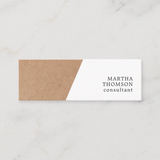 Modern Elegant Printed Kraft White Consultant Mini Visitekaartje (Voorkant)