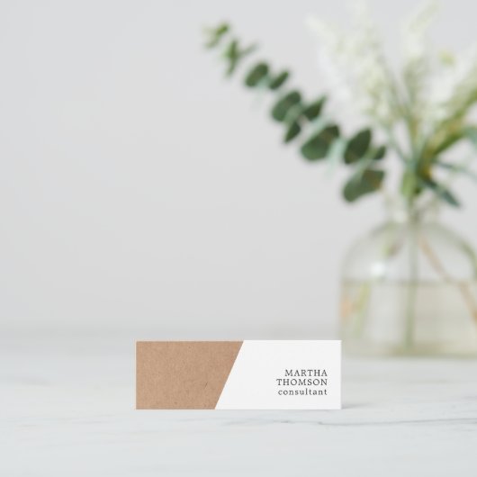 Modern Elegant Printed Kraft White Consultant Mini Visitekaartje (Staand voorkant)