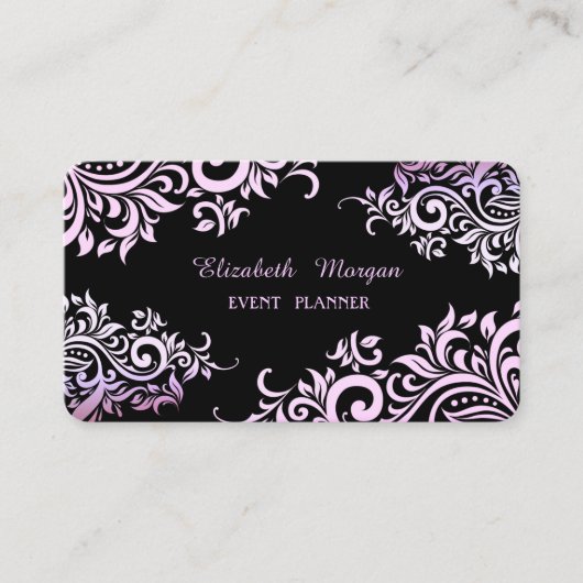 Modern Elegant Professional Black, Floral Visitekaartje (Voorkant)