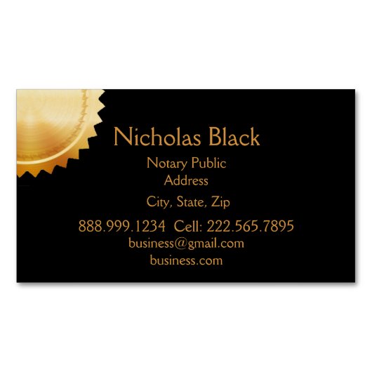 Modern elegant Professional Black Gold Seal Magnetisch Visitekaartje (Voorkant)