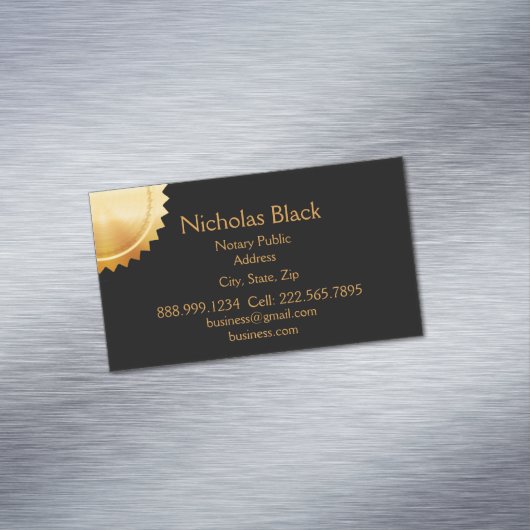 Modern elegant Professional Black Gold Seal Magnetisch Visitekaartje (Voorbeeld)