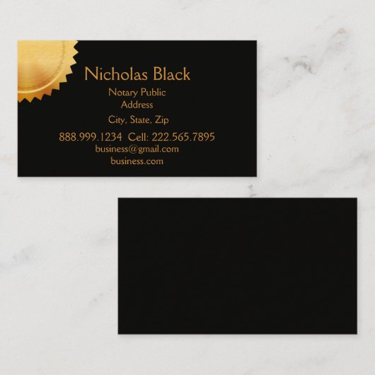 Modern elegant Professional Black Gold Seal Visitekaartje (Voorkant / Achterkant)