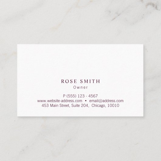 Modern Elegant Professional Burgundy Visitekaartje (Achterkant)