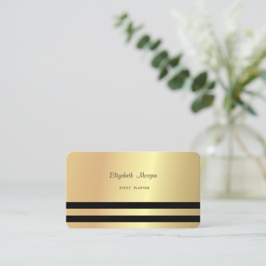 Modern elegant Professional Faux Gold, gestreept Visitekaartje (Staand voorkant)