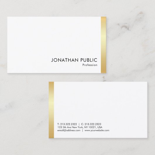 Modern elegant Professional Faux Gold - persoonlij Visitekaartje (Voorkant / Achterkant)