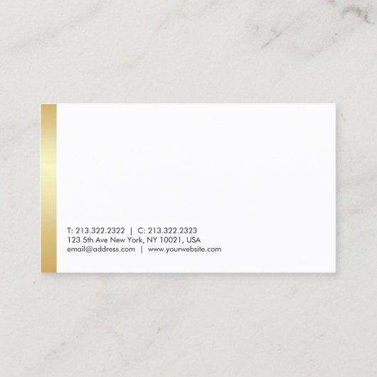Modern elegant Professional Faux Gold - persoonlij Visitekaartje (Achterkant)