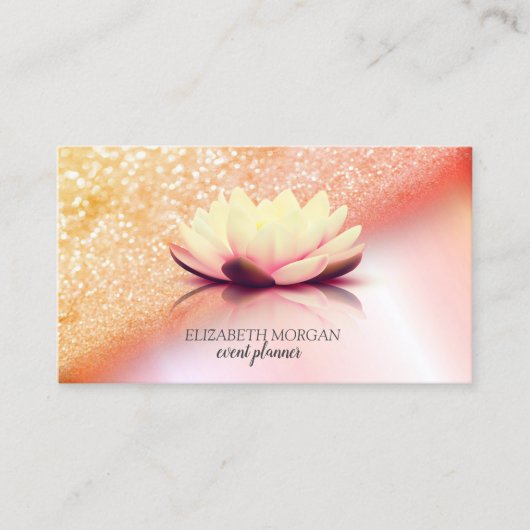 Modern Elegant Professional Glitter Bokeh Lotus Visitekaartje (Voorkant)
