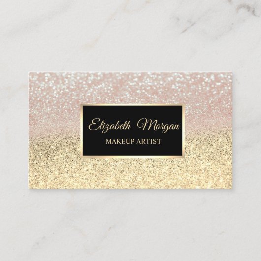 Modern Elegant Professional Glitter, Lijst Makeup Visitekaartje (Voorkant)