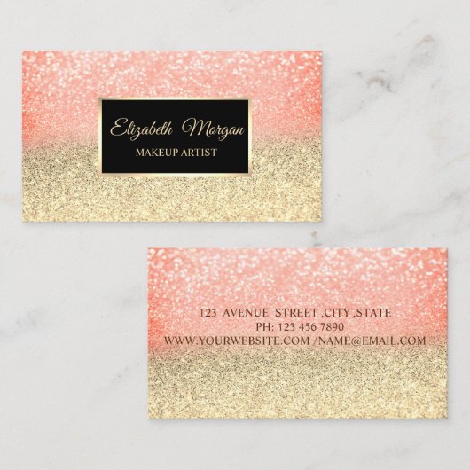 Modern Elegant Professional Glitter Ombre Lijst Visitekaartje (Voorkant / Achterkant)