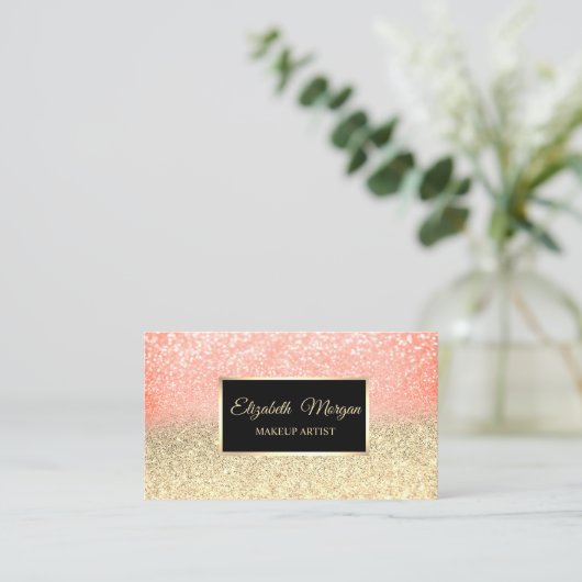 Modern Elegant Professional Glitter Ombre Lijst Visitekaartje (Staand voorkant)