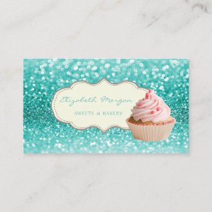 Modern Elegant Professional, Glittery Bokeh, Cupca Visitekaartje