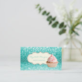 Modern Elegant Professional, Glittery Bokeh, Cupca Visitekaartje (Staand voorkant)