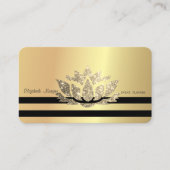 Modern Elegant Professional Gold Lotus, gestript Visitekaartje (Voorkant)