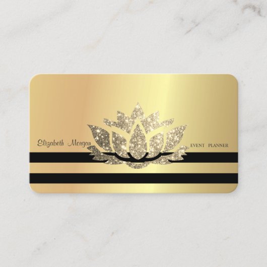 Modern Elegant Professional Gold Lotus, gestript Visitekaartje (Voorkant)