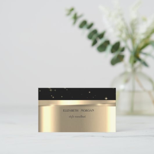 Modern elegant Professional Gold, zwart Visitekaartje (Staand voorkant)