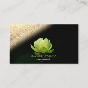 Modern Elegant Professional Green Lotus Gold Bokeh Visitekaartje