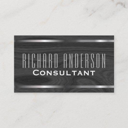 Modern Elegant Professional Grey Wood Metal Kijk Visitekaartje (Voorkant)