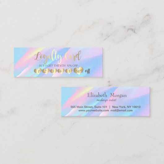 Modern elegant Professional Hearts Holograaphic Klantenkaartje (Voorkant / Achterkant)