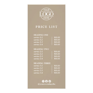 Modern Elegant Professional Logo Menu Price List