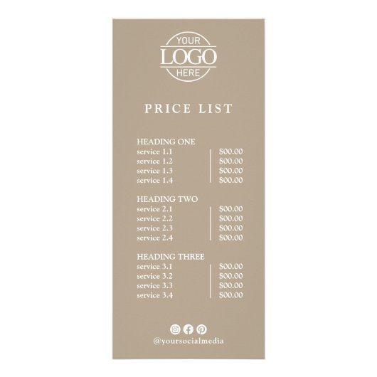 Modern Elegant Professional Logo Menu Price List (Voorkant)