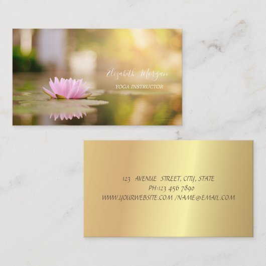 Modern Elegant Professional Lotus Gold Yoga Visitekaartje (Voorkant / Achterkant)