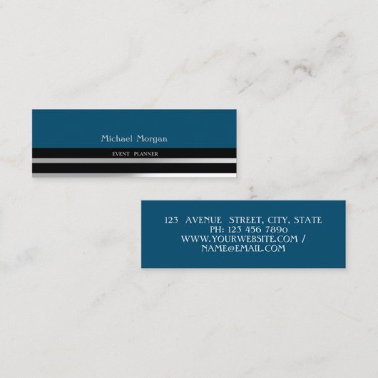 Modern Elegant Professional, Masculin, Striped Mini Visitekaartje (Voorkant / Achterkant)