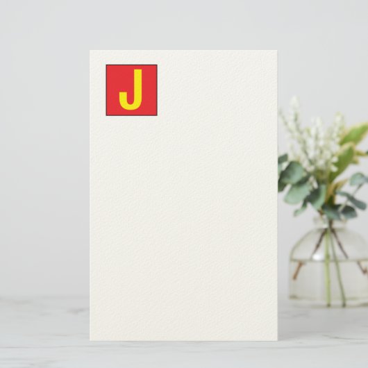Modern Elegant Professional Monogram Red Yellow Briefpapier (Staand voorkant)