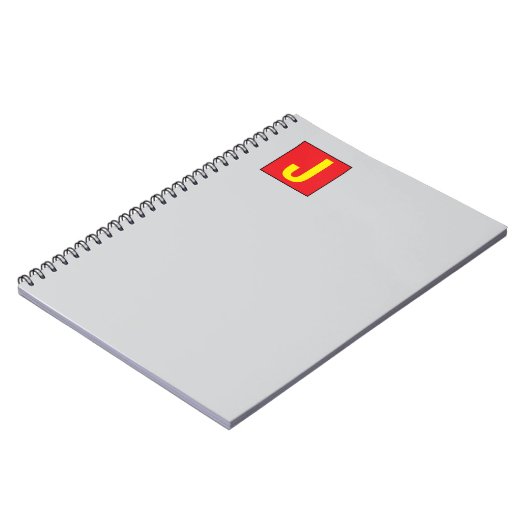 Modern Elegant Professional Monogram Red Yellow Notitieboek (Linkerzijde)
