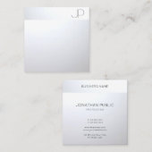 Modern Elegant Professional Silver Look Sjabloon Vierkante Visitekaartje (Voorkant / Achterkant)