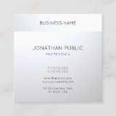 Modern Elegant Professional Silver Look Sjabloon Vierkante Visitekaartje (Achterkant)
