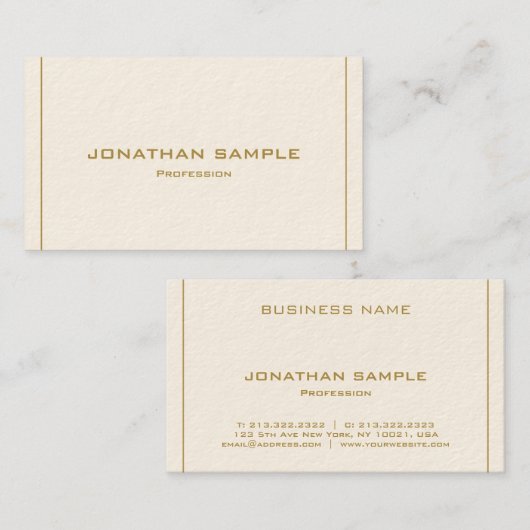 Modern Elegant Professional Simple Gold Luxury Visitekaartje (Voorkant / Achterkant)