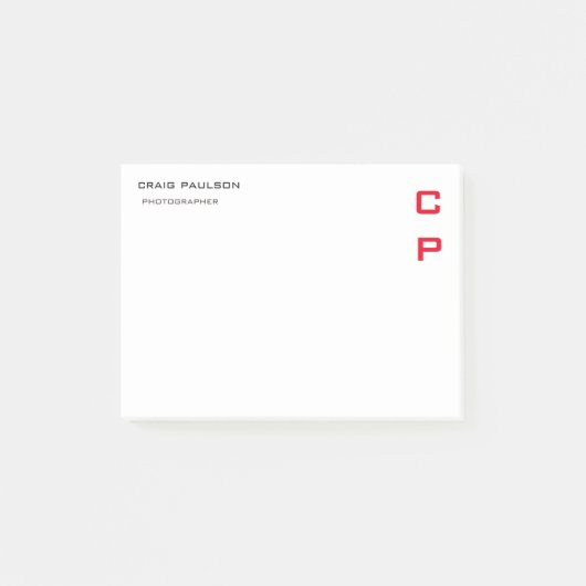 Modern Elegant Professional Simple Red White Post-it® Notes (Voorkant)