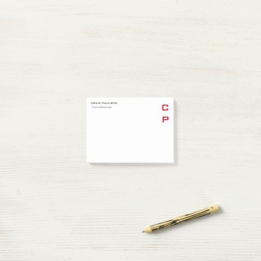 Modern Elegant Professional Simple Red White Post-it® Notes (Op bureau)