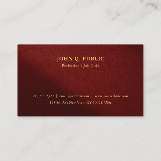 Modern Elegant Professional Template Gold Text Visitekaartje (Achterkant)