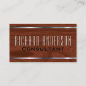 Modern Elegant Professional Wood Grain Metal Kijk Visitekaartje (Voorkant)