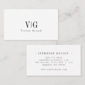 Modern Elegant Professioneel Eenvoudig Monogram Visitekaartje (Voorkant / Achterkant)