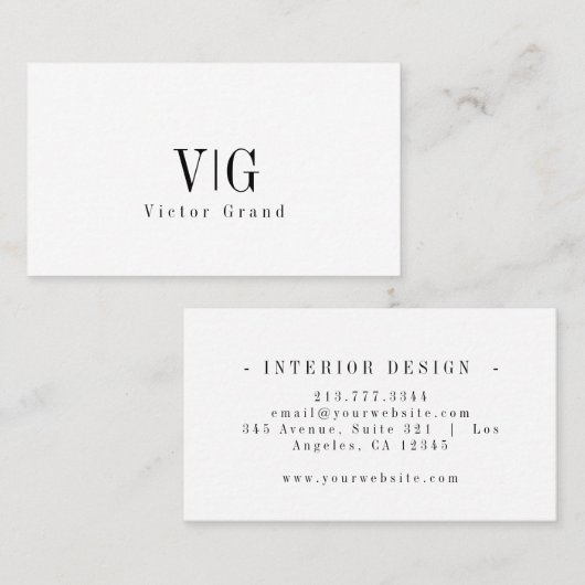 Modern Elegant Professioneel Eenvoudig Monogram Visitekaartje (Voorkant / Achterkant)