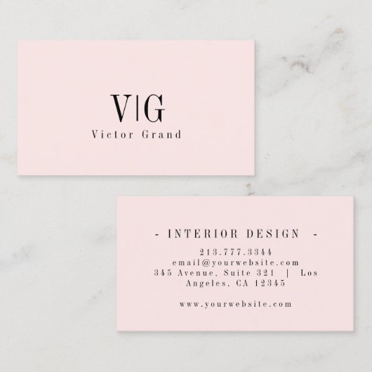 Modern Elegant Professioneel Eenvoudig Monogram Visitekaartje (Voorkant / Achterkant)