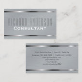 Modern elegant professioneel grijs geborsteld meta visitekaartje (Voorkant / Achterkant)